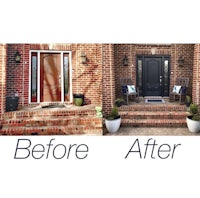 a before and after photo of a front door